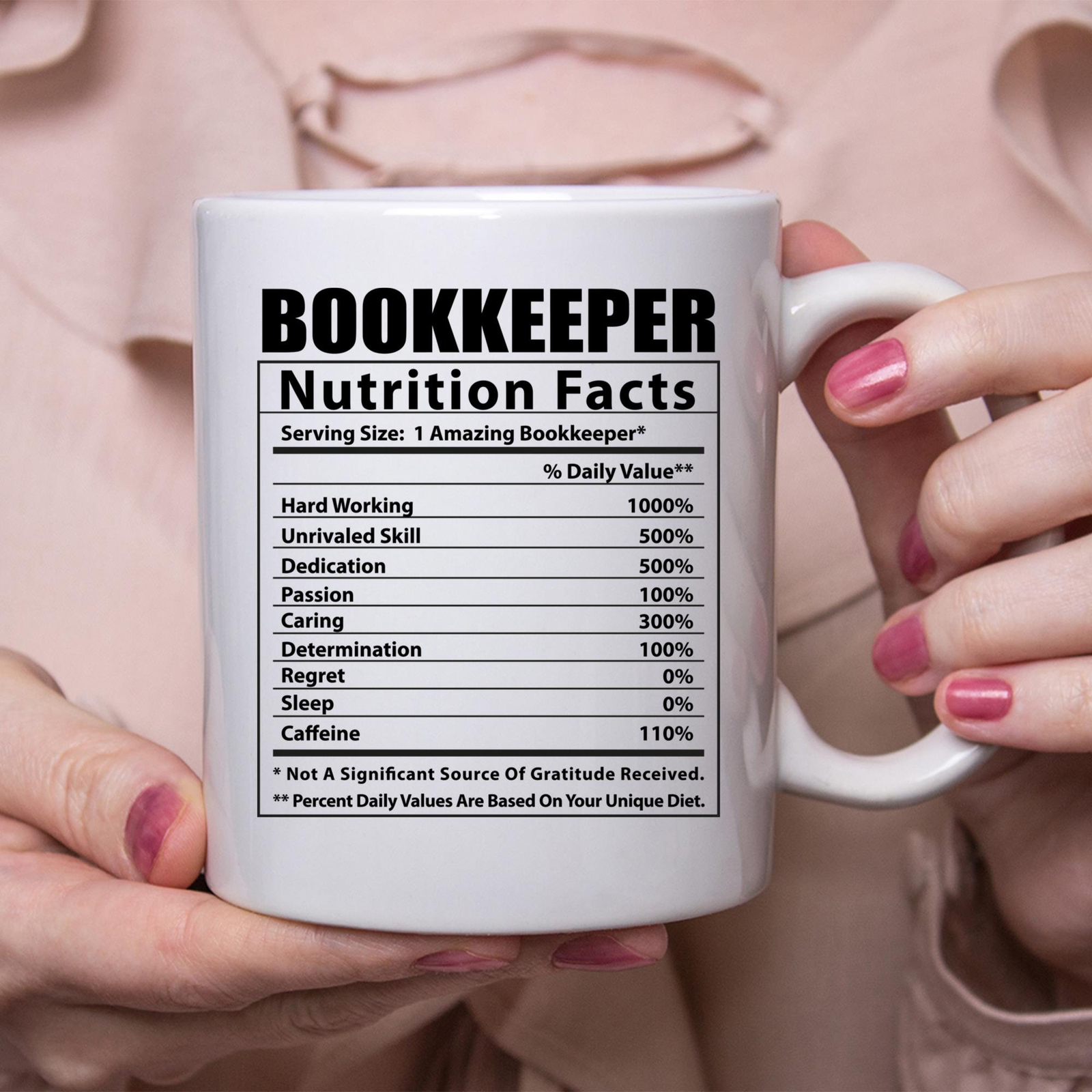 Funny Bookkeeper Nutrition Facts Coffee Mug Gift for Accountants  