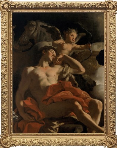 Handmade Old Master-Art Antique Oil Painting male nude angel on canvas 24"X36"