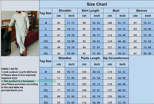 Men's African 2 Piece Set Shirt and Pants Traditional Set Suit Middle East Suit - Picture 4 of 12