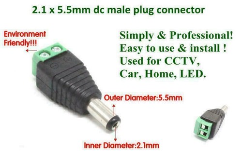 2,1 x 5,5 mm 5 x maschio + 5 x femmina DC Power Jack adattatore spina per fotocamera - Foto 2 di 11