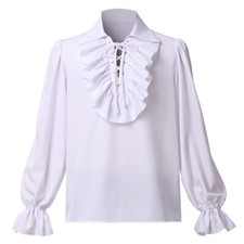 Mens Pirate Shirt Ruffle Colonial Shirt Renaissance Poet Shirt Steampunk Vamp...