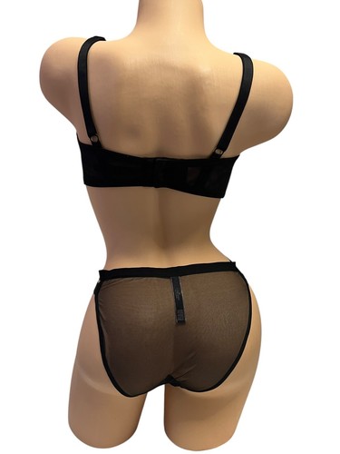Victoria's Secret Very Sexy Balconet Bra 36DD & String Bikini Large Set Black - Picture 8 of 13