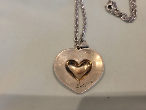 RETIRED JAMES AVERY 925 Sterling Silver/ 14k Heart & Flowers Large Pendant Chain - Picture 7 of 12