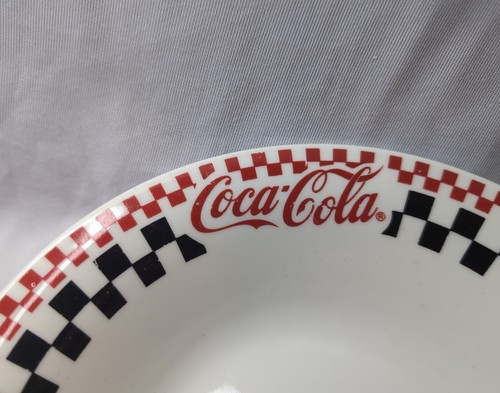 Set 4 GIBSON COCA-COLA Coke 8" SERVING BOWL Red Black Checker Racing Border 1997 - Picture 10 of 14