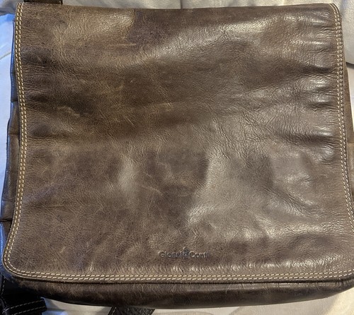Gianni Conti Veri italienische braune Leder Messenger Schultertasche - Bild 11 von 11