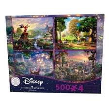 Ceaco Disney Puzzle Set Thomas Kinkade 4 Pack 500 Piece Jigsaw Pooh Fantasia