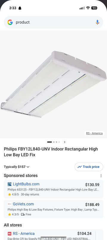Day-Brite FBY12L840-UNV-LFA Indoor Rectangular High Low Bay LED Light Fixture