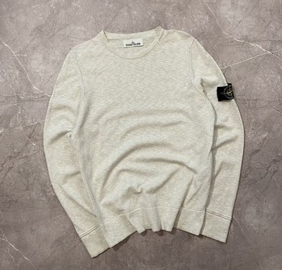STONE ISLAND WHITE SWEATER WITH PATCH