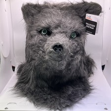 Adult Unisex Gray Wolf Full Head Faux Fur Halloween Cosplay Mask Movable Mouth