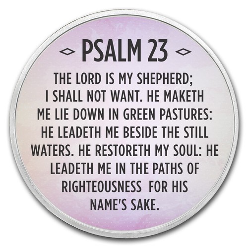 1 oz Silver Colorized Round - APMEX (Psalm 23, Lavender) - Picture 1 of 4
