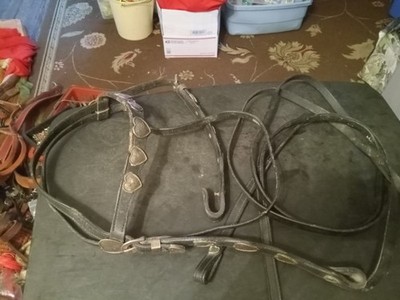 used leather bridle hearts sm horse cob