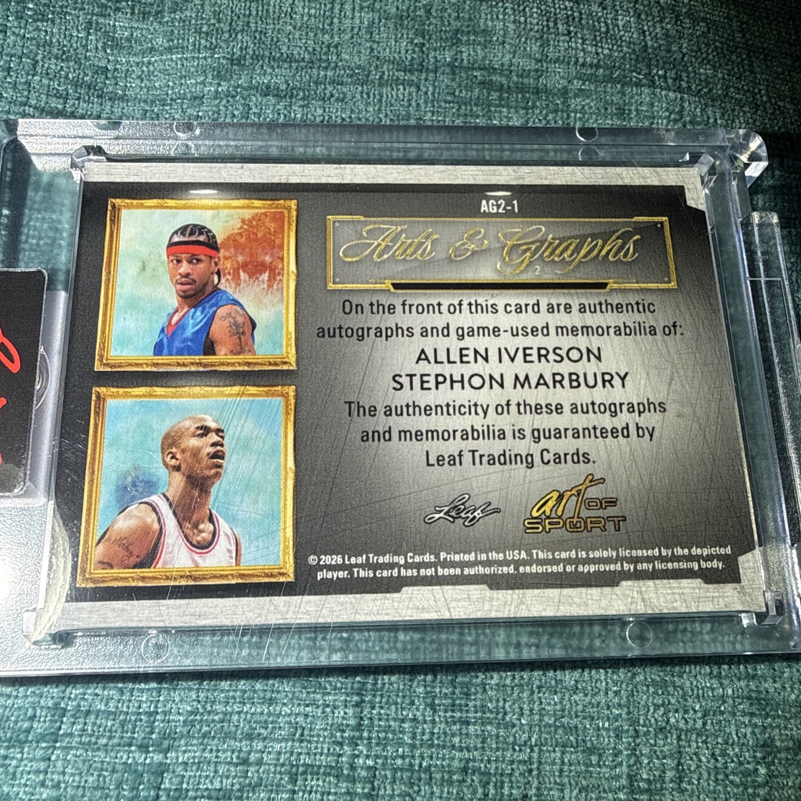 2026 Leaf Art of Sport Iverson/Marbury Dual Game Used Jersey Relics SSP Auto /3 view 8