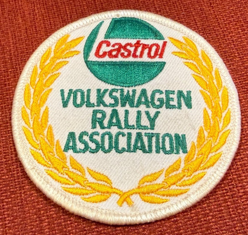 RARE Vintage CASTROL MOTOR OIL VOLKSWAGEN RALLY ASSOC. SEW-ON PATCH 3"