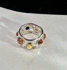 HALLOWEEN MULTI CABOCHON COLORFUL AMBER STERLING SILVER CUTOUT DESIGNER BAND — photo 6