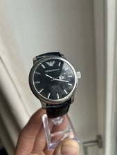 Emporio Armani Herren-Armbanduhr Schwarz Lede...
