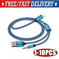3.5mm Aux Cable with USB A 2-In-1 Charge Fit with iPhone 14 13 12 11 XS XR lot