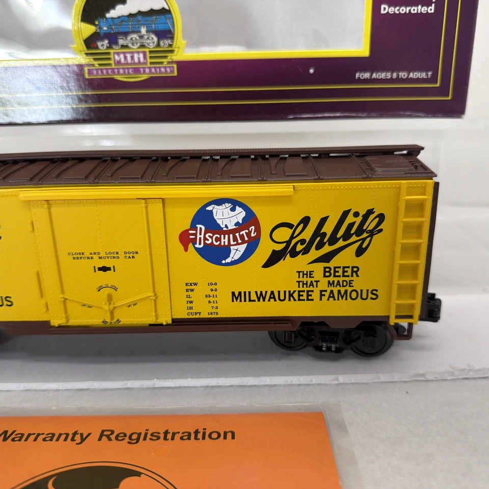 MTH Premier 20-94036 Schlitz Milwaukee 40’ Beer Reefer O Gauge New #92136 - Image 3 of 4