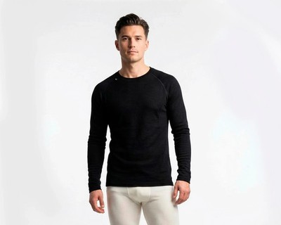 ULVANG 80% Merino wool Black Men's Thermo Hiking Travel Base Layer Size M