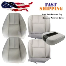 For 2007-14 GMC Sierra 3500 Driver &Passenger Bottom Top Leather Seat Cover Gray