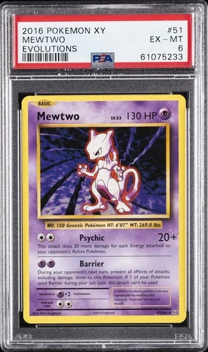2016 POKEMON XY EVOLUTIONS #51 MEWTWO PSA 6