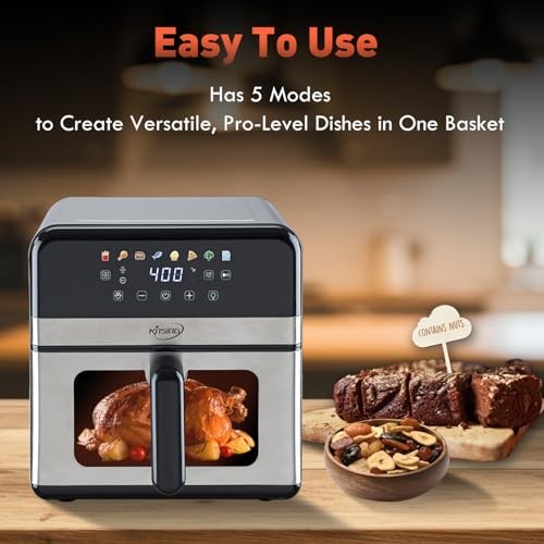 8-in-1 Compact Air Fryer with Viewing Window, 7.5 Quart Stainless Steel
