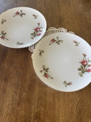 Set Of 2 Vintage Sango Moss Rose Japan China 10'' Dinner Plates