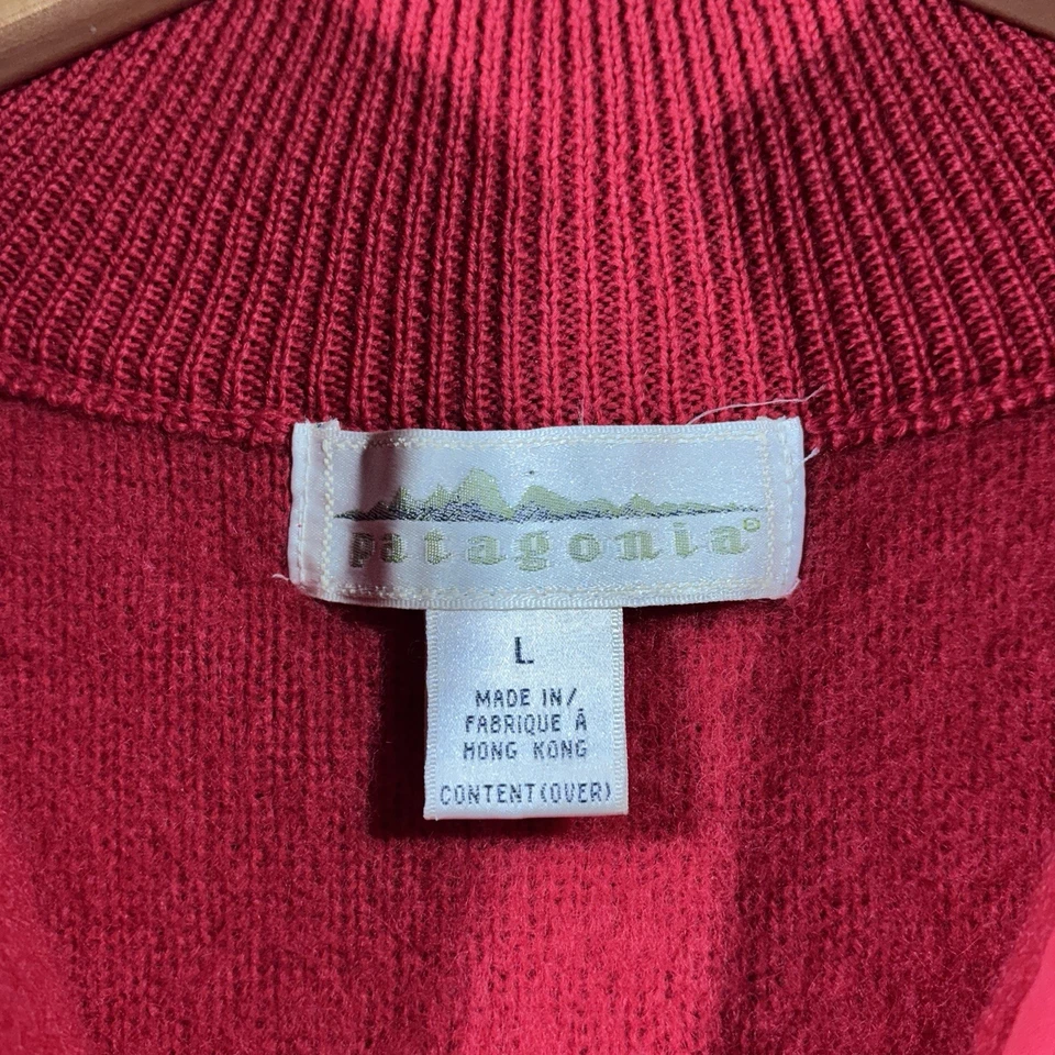 Vintage Patagonia Alpine Sweater Men's Large Red Half Zip 100% Wool 90's - Image 4 of 4