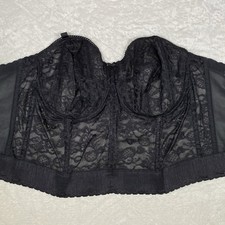Women's 42D Corset Black Lace Bustier WhimsiGoth Coquette Boudoir PinUp Festival
