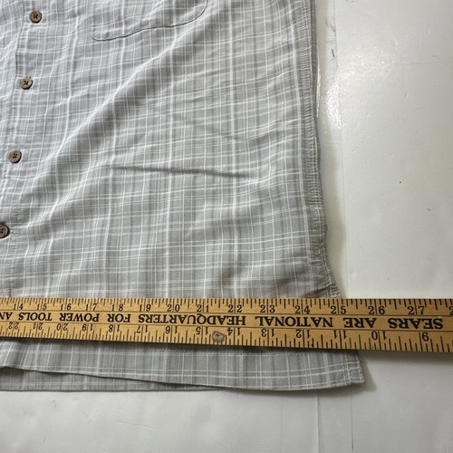 Camisa de campamento hawaiana a rayas Island Shores gris abotonada XL #969 - Imagen 8 de 15