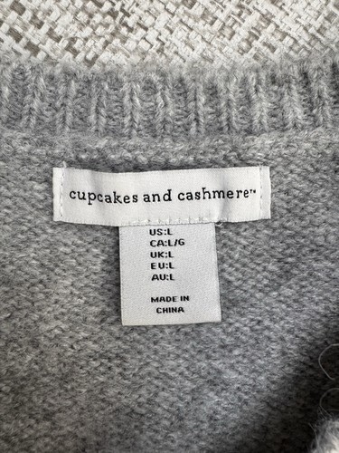 Cupcakes & Cashmere Frenchie Santa French Bulldog Knit Sweater Gray Womens Large - Picture 11 of 11