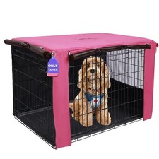 HiCaptain 30-Inch Dog Crate Cover with Mesh, Waterproof Kennel Cover, Pink