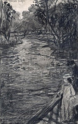 David Waterson kleine Graphit Zeichnung Zauberstab Brücken Wandsworth