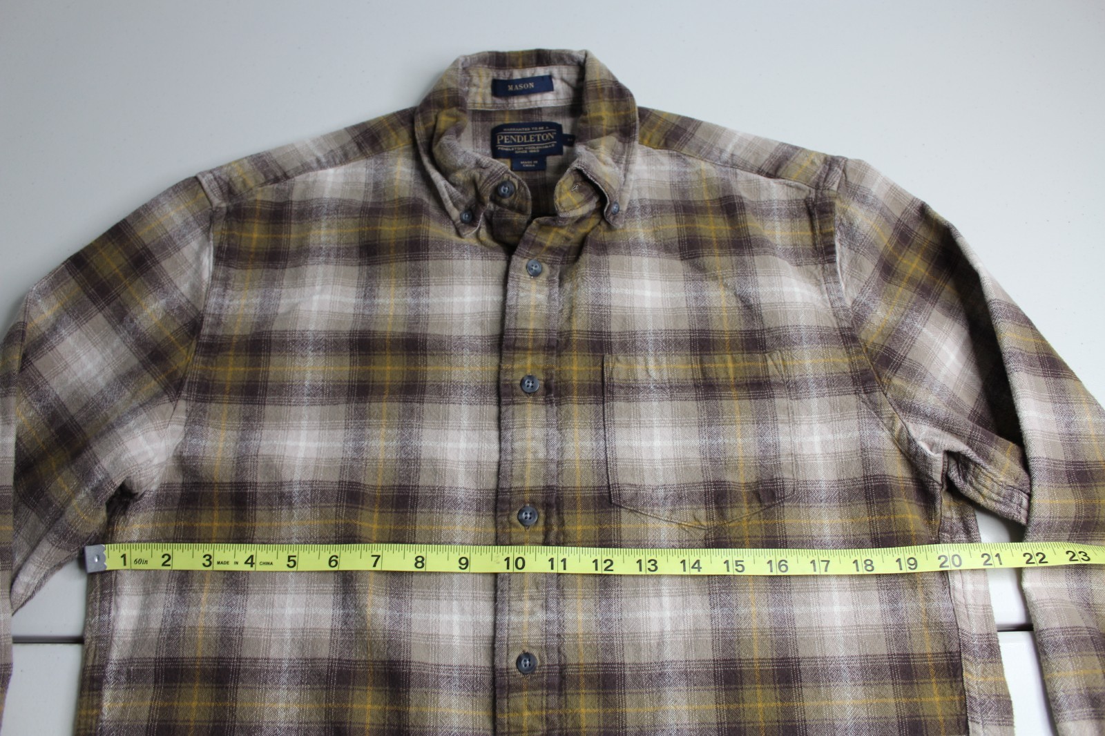Mens M Medium Pendleton Button Up Down Brown Yell… - image 3