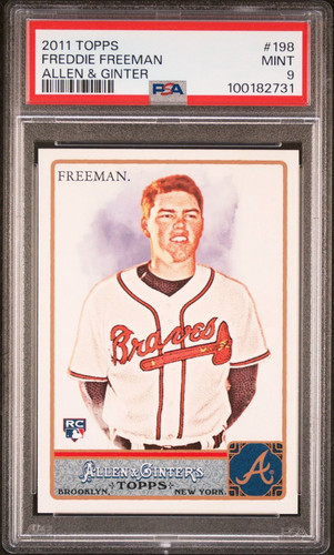 x 2011 Topps Allen & Ginter Freddie Freeman RC #198, Los Angeles Dodgers, PSA 9