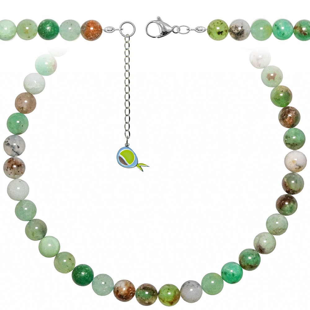 Collier en chrysoprase véritable avec perles rondes de 10 mm et longueur 55 cm