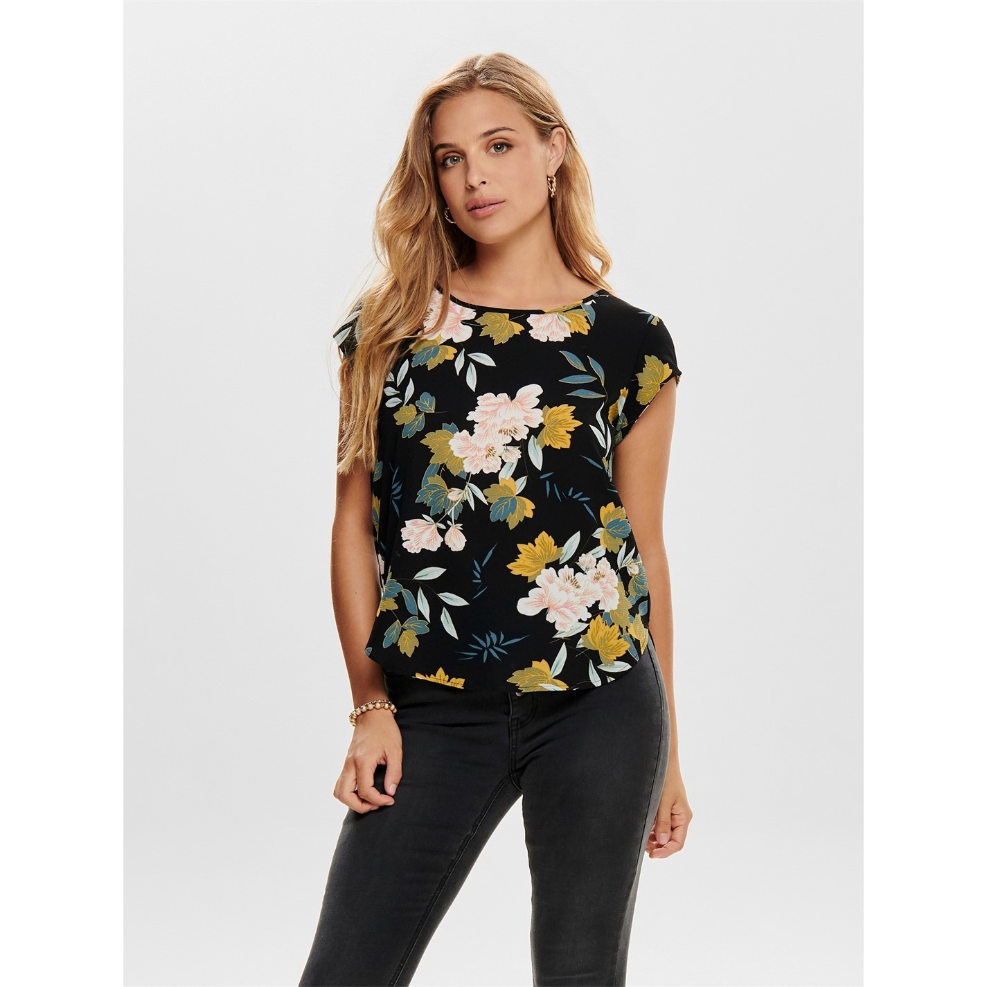 Only Womens Vic Aop Top Blouses - Short Sleeve