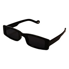 Black narrow rectangle framed fashion sunglasses
