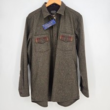 NWT Pendleton Wool Thomas Kay Fitted Board Shirt Jacket Mens L Autumn Warm Green