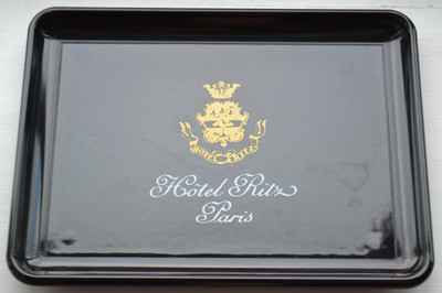 ''Hotel Ritz Paris'' France Small Black Plastic Advertising  Tray 6-1/2'' x 4-7/8''