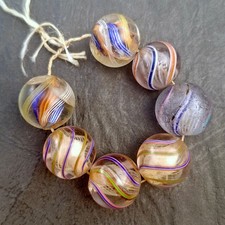 7x Antique Glass Marble Beads from Lauscha, Thuringia, Germany