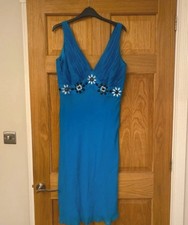 Y2K 2000s vintage azure blue silk jewelled dress 12 prom cruise holiday 