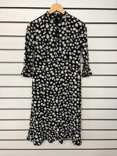 QED LONDON LADIES BLACK WHITE MIDI DRESS SIZE 12 NEW (ref 495)