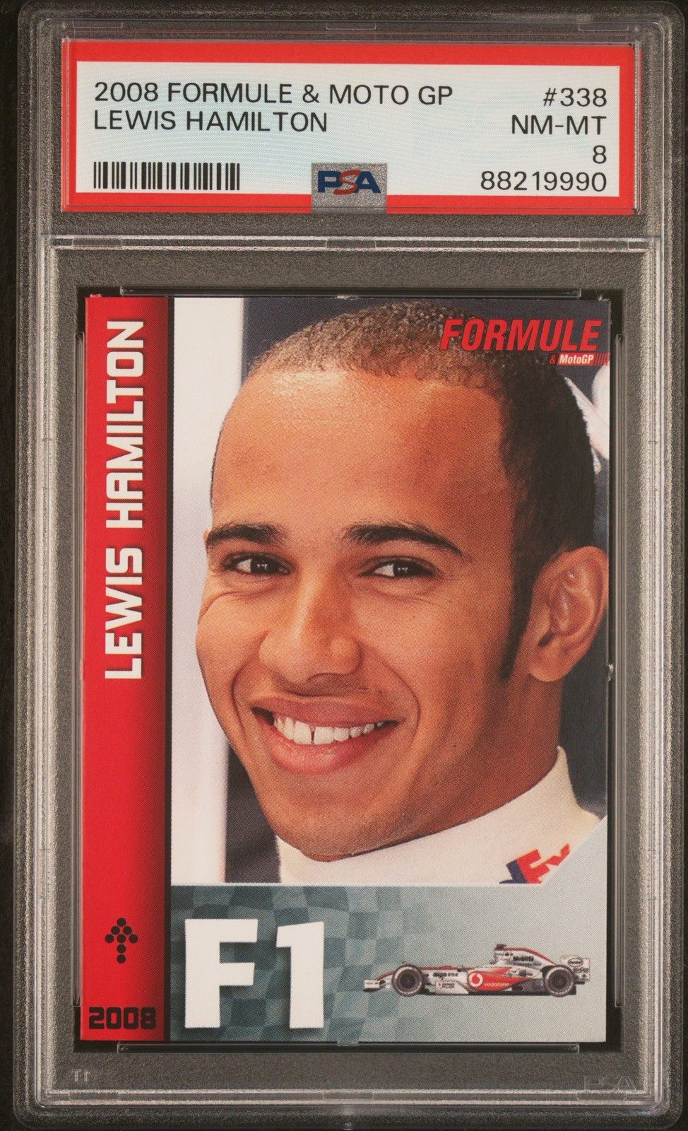 2008 FORMULE & MOTO GP #338 LEWIS HAMILTON ROOKIE RC PSA 8