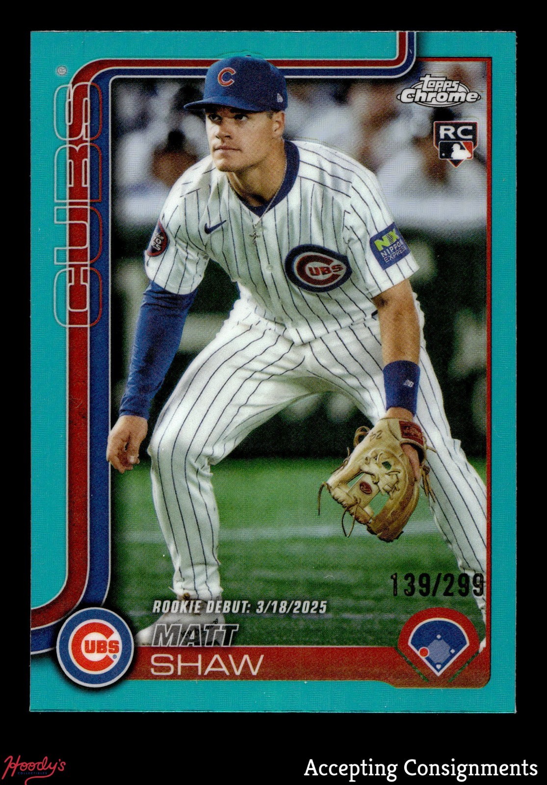 2025 Topps Chrome Update Teal Refractors #USC135 Matt Shaw RC ROOKIE 139/299