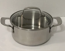 Emeril 3 Qt  Pan Soup Stock Pot Stainless Steel Clad Core & Glass Lid