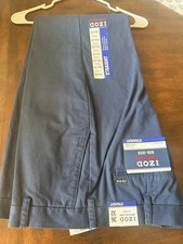 New IZOD American Chino -Straight leg, Flat Front, Navy Men's Pants 34x32