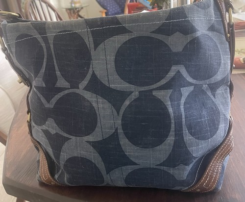 Vintage Coach Signature Denim Carly Hobo Large Y2K - Picture 12 of 17