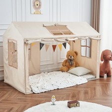 Twin Bed Tent Indoor Canopy Kids Tents with 2 Doors, Twin, Khaki