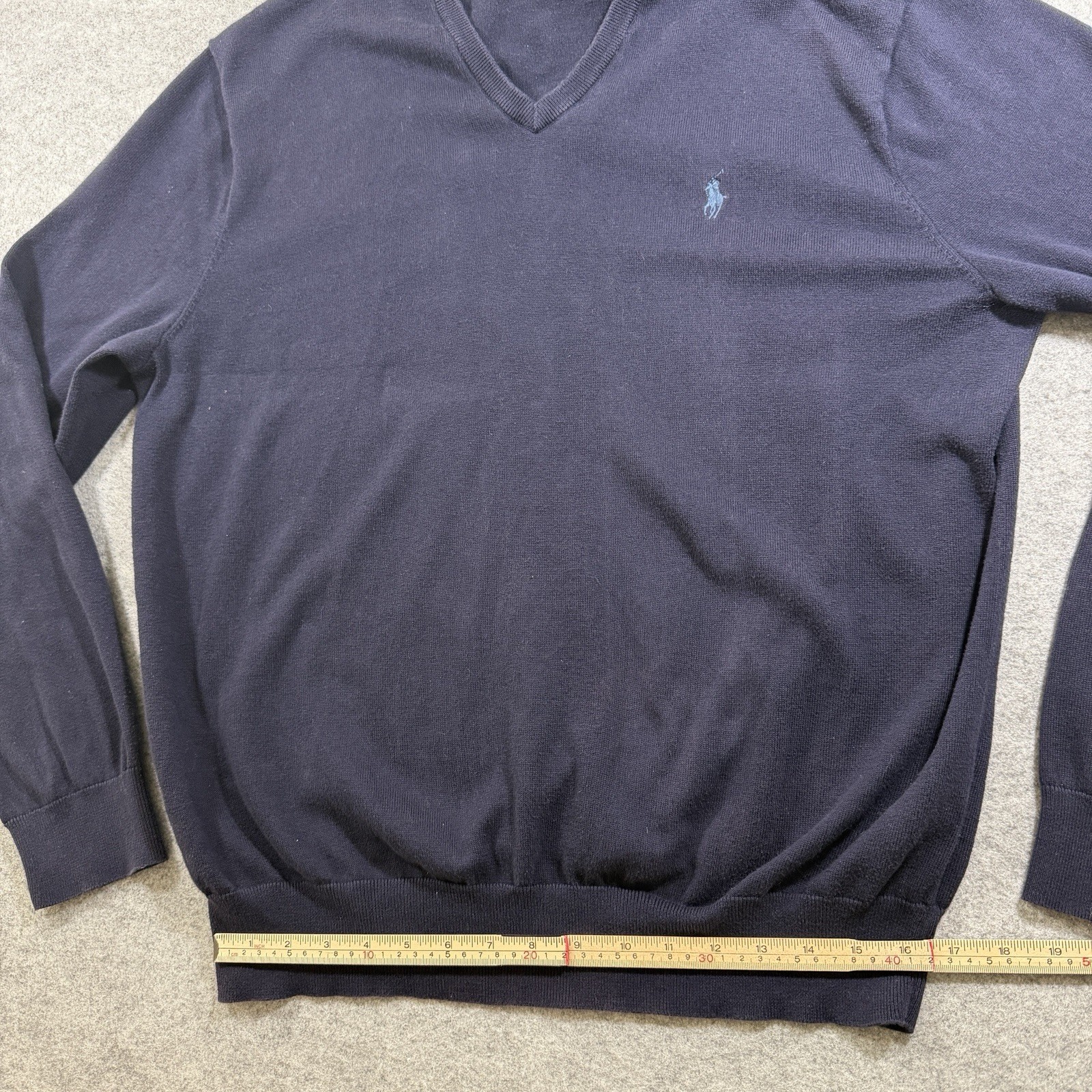 Polo Ralph Lauren Pima Cotton Sweater Mens XL Navy Blue V Neck Preppy Classic thumbnail 10
