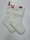 2 Christmas Stockings 19" White  Quilted Red Trim White Trim by Holiday Time New